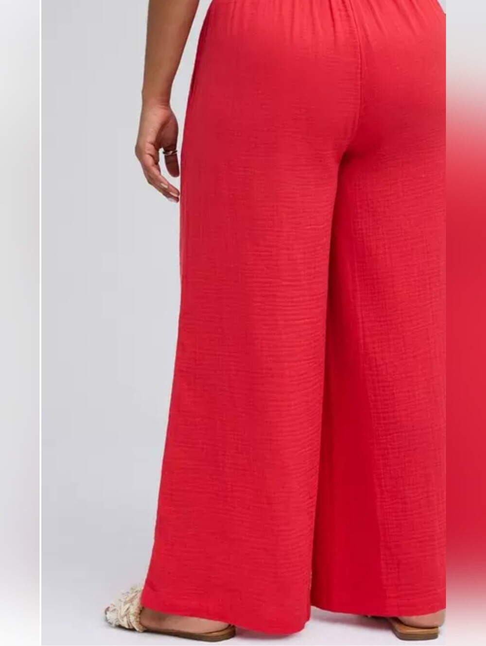Torrid Belle Isle Red Cotton Wide Leg Pants Size 0S 12 Short NWOT - Picture 3 of 7